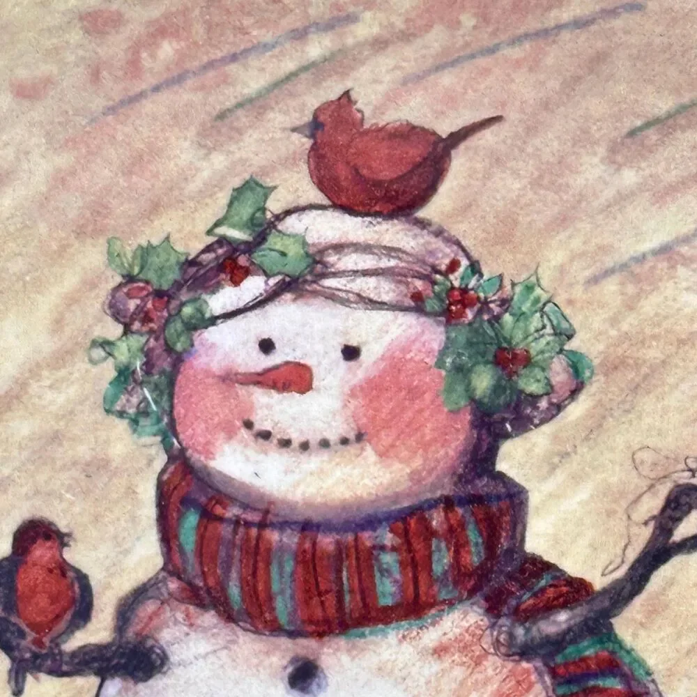 Vintage Susan Winget Country Snowman 1998 Winter Holiday Set of 4 Plates 10.5